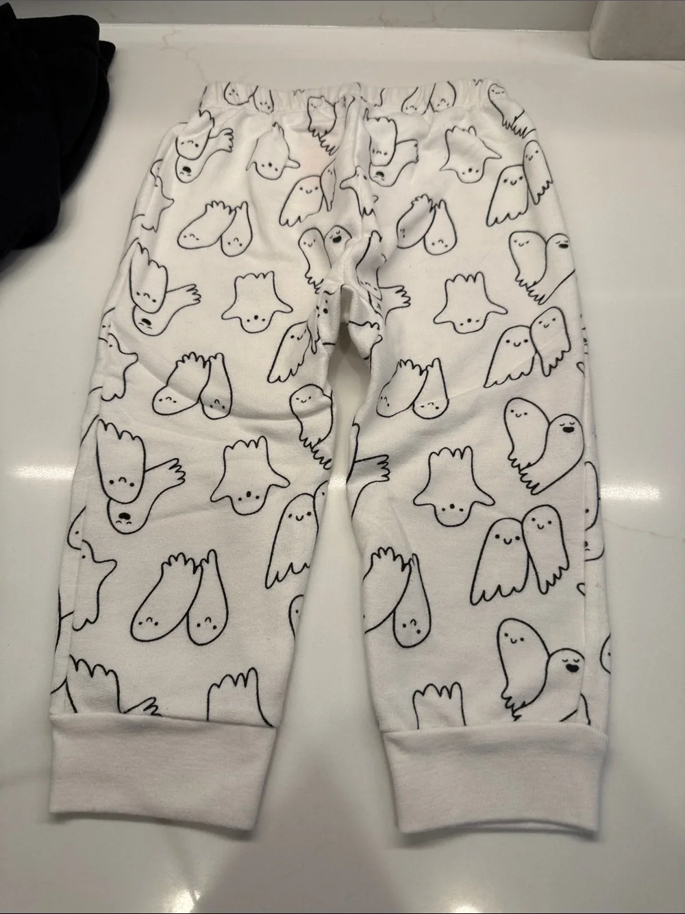Cat & Jack Black Sweatshirt and White Ghost Print Pants Halloween Set 18mo